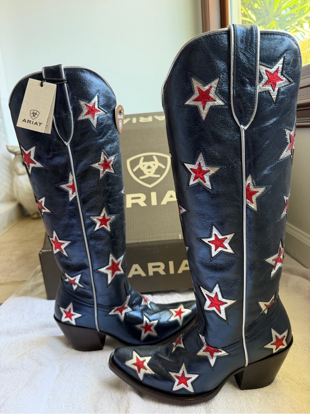 Ariat Casanova Knee-High Boots - Starlight Blue with Star Embroidery